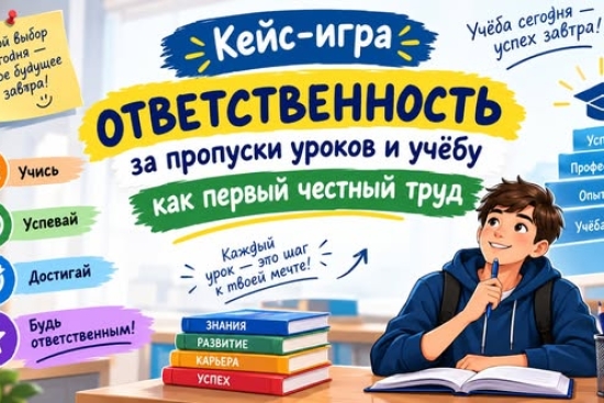 28 сентября социальным педагогом была проведена кейс-игра «Ответственность за пропуски уроков и учёбу как первый честный труд». Цель мероприятия — формирование у учащихся ответственного отношения к посещению учебных занятий, учёбе и выполнению своих обяза